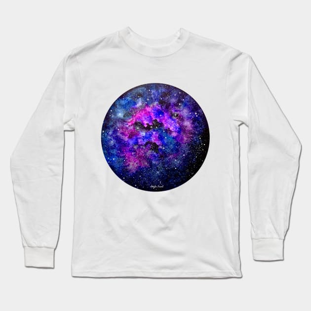 Purple Galaxy Long Sleeve T-Shirt by amyliafaizalart